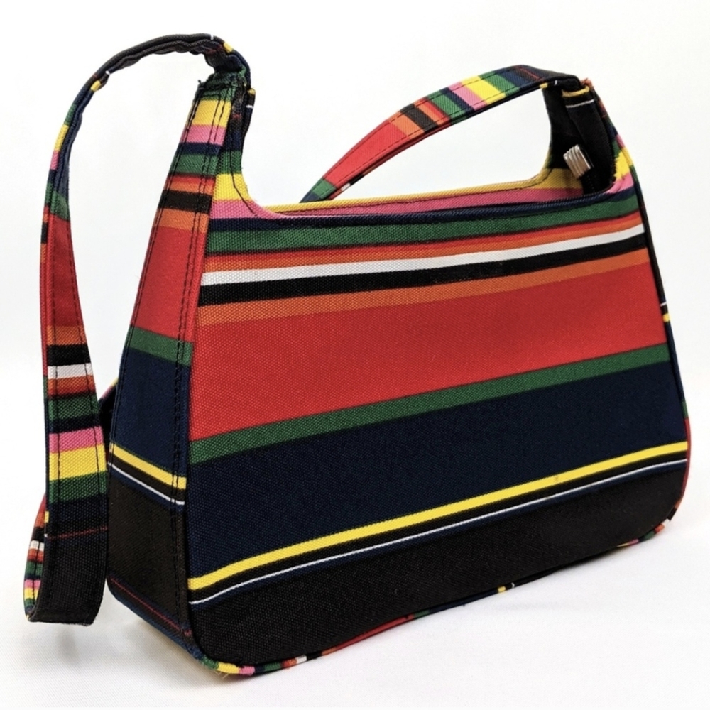 Striped Purse Preppy Canvas Shoulder Bag Nautical Bright Multicolored Y2K Summer